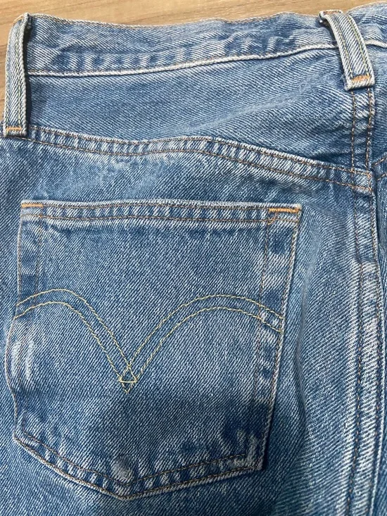 100% Cotton Levi's Women's 501 S Skinny Jeans - Medium Blue Faded Denim - Picture 13 of 14